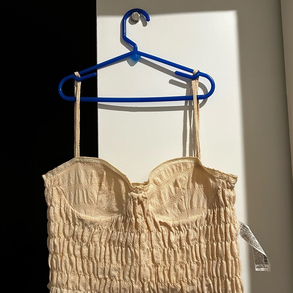 Cream Smocked Strapless Top